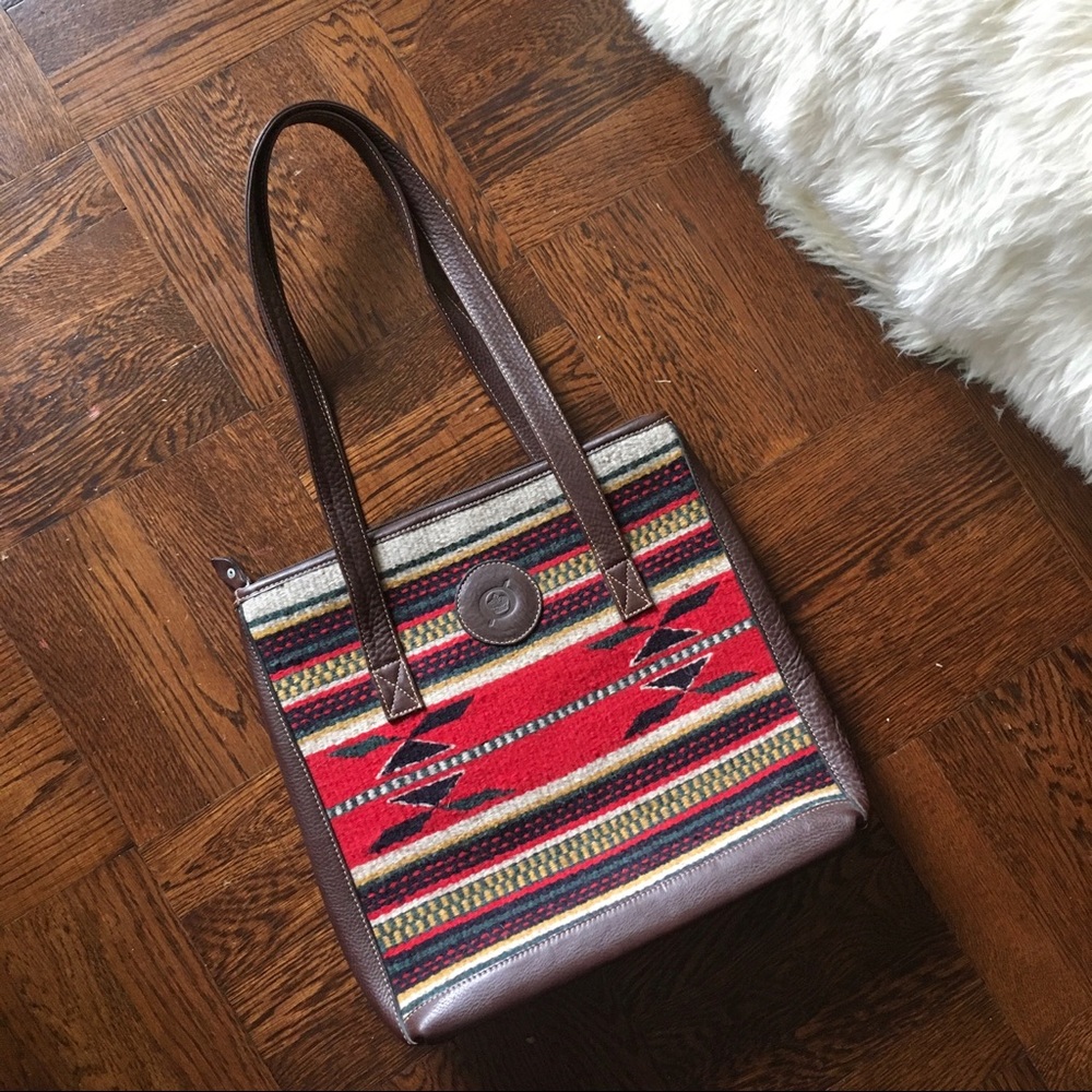 Born Leather & Wool Blanket Tote Kilim Woven Tote
